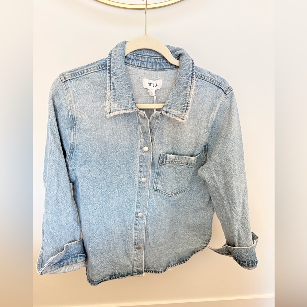 Pistola Light Blue Denim Button-Up Shirt.
